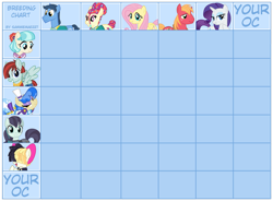 Size: 1024x752 | Tagged: safe, artist:midnightamber, character:big mcintosh, character:coco pommel, character:coloratura, character:fluttershy, character:rarity, character:sapphire shores, character:songbird serenade, character:toe-tapper, character:torch song, character:valley glamour, oc, species:pony, my little pony: the movie (2017), adopts, breeding grid, commission, custom, irl, photo, toy
