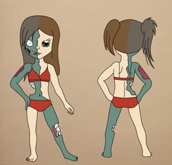 Size: 1847x1774 | Tagged: safe, artist:chili19, oc, oc only, oc:olivia sky, species:human, bikini, clothing, duo, female, humanized, simple background, smiling, swimsuit, undead, zombie