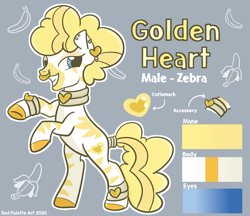 Size: 1588x1372 | Tagged: safe, artist:redpalette, oc, oc:golden heart, species:zebra, albino