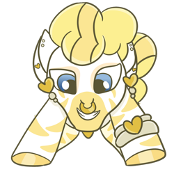 Size: 894x894 | Tagged: safe, artist:redpalette, oc, oc only, oc:golden heart, species:zebra, albino, piercing, simple background, solo, transparent background