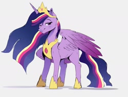 Size: 1733x1324 | Tagged: safe, artist:hikariviny, character:twilight sparkle, character:twilight sparkle (alicorn), species:alicorn, species:pony, episode:the last problem, g4, my little pony: friendship is magic, crown, ethereal mane, female, jewelry, older, older twilight, one eye closed, princess twilight 2.0, regalia, simple background, white background