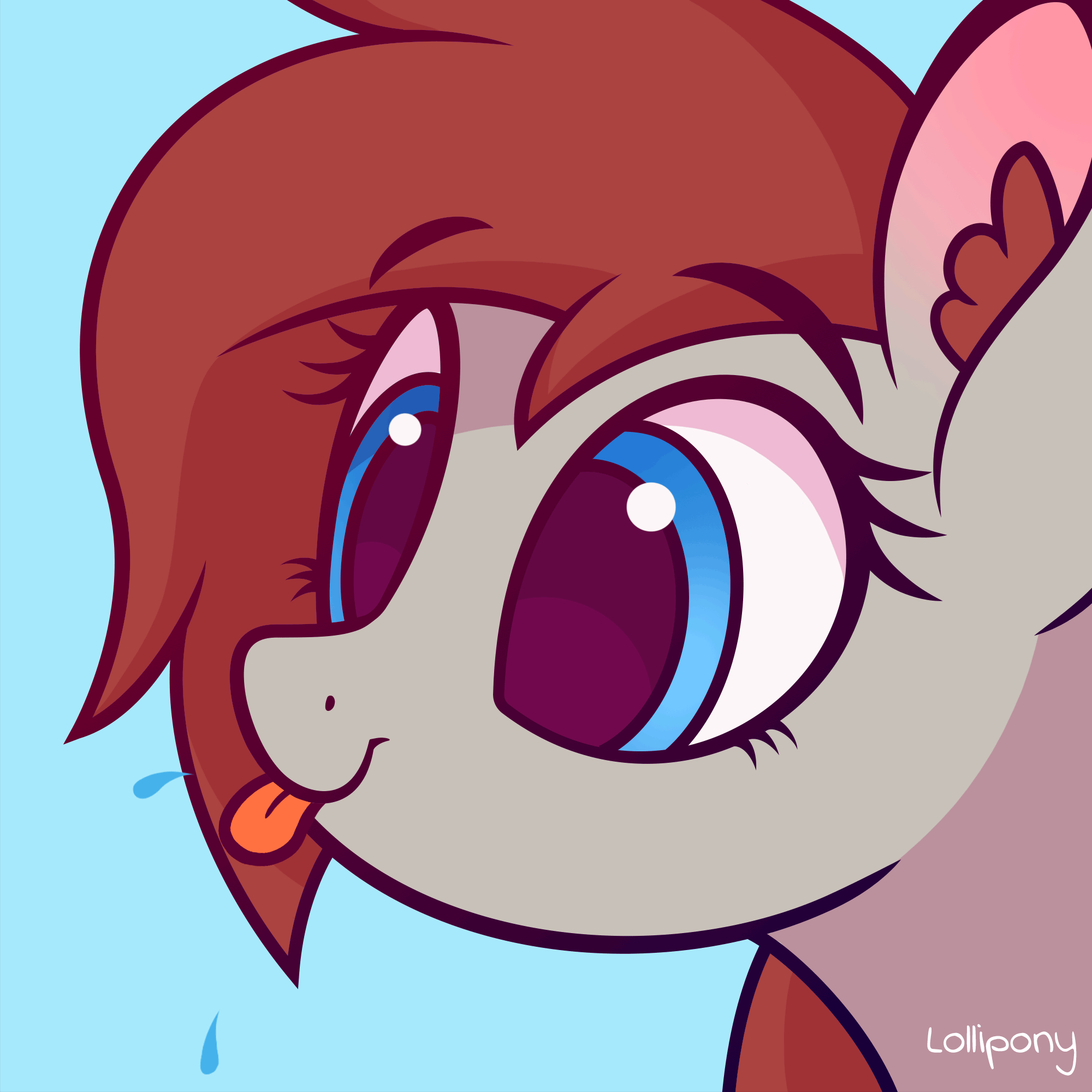Size: 2000x2000 | Tagged: safe, artist:lollipony, part of a set, oc, oc only, oc:ponepony, species:earth pony, species:pony, animated, commission, cute, ear fluff, female, pbbtt, silly, silly pony, tongue out, ych result