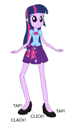 Size: 1024x1689 | Tagged: safe, artist:cartoonmasterv3, character:twilight sparkle, character:twilight sparkle (alicorn), species:alicorn, species:human, species:pony, my little pony:equestria girls, female, humanized, simple background, solo, tap dancing, transparent background, vector
