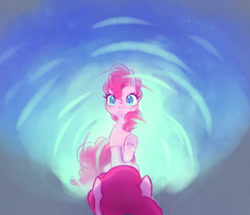 Size: 500x429 | Tagged: safe, artist:kkmrarar, character:pinkie pie, species:earth pony, species:pony, episode:too many pinkie pies, g4, my little pony: friendship is magic, colored pupils, cute, diapinkes, female, mirror pool, reflection, scene interpretation, smiling, solo, water