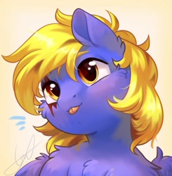 Size: 1176x1199 | Tagged: safe, artist:peachmayflower, artist:peachmayflower1, oc, oc only, oc:cloud note, species:pegasus, species:pony, bust, solo