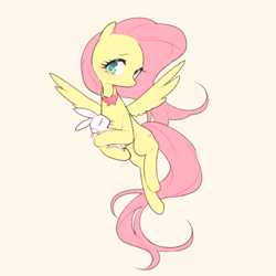 Size: 500x500 | Tagged: safe, artist:kkmrarar, character:angel bunny, character:fluttershy, species:pegasus, species:pony, colored pupils, cream background, cute, duo, element of kindness, female, mare, shyabetes, simple background, spread wings, wings