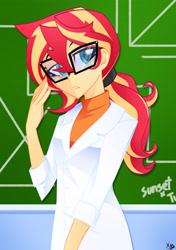 Size: 2316x3294 | Tagged: safe, artist:xan-gelx, character:sunset shimmer, my little pony:equestria girls, clothing, digital art, female, glasses, solo