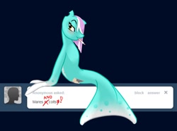 Size: 1280x953 | Tagged: safe, artist:severus, oc, oc only, oc:windswept, species:kelpie, species:sea pony, ask windswept, bisexuality, female, mouth hold, pen, sitting, smiling, smirk, solo, underwater