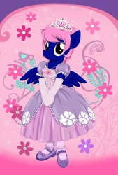 Size: 1600x2371 | Tagged: safe, artist:avchonline, oc, oc only, oc:threadwing, species:anthro, species:pegasus, species:pony, canterlot royal ballet academy, clothing, crossdressing, disney, disney princess, dress, gloves, jewelry, male, mary janes, necklace, pantyhose, pegasus oc, princess, princess shoes, princess sofia, regalia, shoes, stallion, tiara, wings