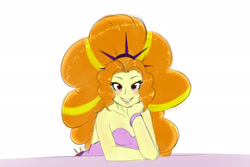 Size: 3000x2000 | Tagged: safe, artist:albertbm, character:adagio dazzle, my little pony:equestria girls, backless, bare shoulders, bust, digital art, doodle, female, grin, high res, looking at you, shark teeth, smiling, solo