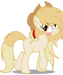 Size: 818x976 | Tagged: safe, artist:applerougi, oc, oc:cremita, species:earth pony, species:pony, blushing, clothing, female, hat, mare, simple background, solo, transparent background