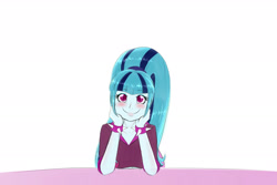Size: 3000x2000 | Tagged: safe, artist:albertbm, character:sonata dusk, my little pony:equestria girls, blushing, cute, doodle, female, looking at you, smiling, sonatabetes, spiked wristband, weapons-grade cute, wristband