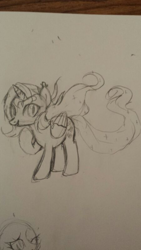 Size: 450x800 | Tagged: safe, artist:skulifuck, oc, oc only, oc:penumbra, species:alicorn, species:pony, alicorn oc, bust, duo, horn, lineart, traditional art, wings