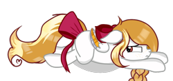 Size: 1024x483 | Tagged: safe, artist:applerougi, oc, oc:kiddles, species:pegasus, species:pony, bow, female, hair bow, mare, prone, simple background, solo, tail bow, transparent background