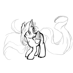 Size: 1000x1000 | Tagged: safe, artist:skulifuck, oc, oc only, oc:penumbra, species:alicorn, species:pony, alicorn oc, female, horn, lineart, mare, monochrome, simple background, solo, white background, wings