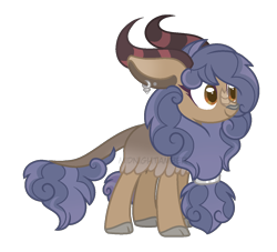Size: 1260x1142 | Tagged: safe, artist:midnightamber, base used, oc, oc only, oc:cloudy meadow, parent:prince rutherford, parent:rain shine, species:pony, ear piercing, earring, hybrid, interspecies offspring, jewelry, kirin hybrid, offspring, parents:ruthershine, piercing, simple background, solo, transparent background, yak hybrid