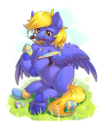 Size: 2700x3300 | Tagged: safe, artist:peachmayflower, oc, oc only, species:pegasus, species:pony, easter egg, painting, solo