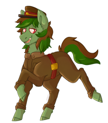 Size: 1023x1161 | Tagged: safe, artist:cinnamonsparx, oc, oc:green dirt, species:earth pony, species:pony, clothing, male, simple background, solo, stallion, transparent background, uniform