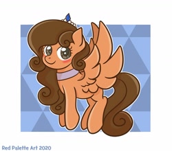 Size: 1280x1127 | Tagged: safe, artist:redpalette, oc, oc only, species:pegasus, species:pony, cute, dawwww, female, fly, food, insect, jewelry, mare, orange, smiling, tiara