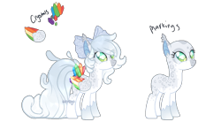 Size: 1400x775 | Tagged: safe, artist:skulifuck, base used, oc, oc only, species:pegasus, species:pony, bald, colored wings, crystal, duo, ear fluff, female, looking up, mare, multicolored wings, pegasus oc, rainbow wings, simple background, smiling, transparent background, wings