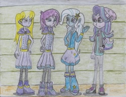 Size: 1024x786 | Tagged: safe, artist:nephilim rider, character:fuchsia blush, character:lavender lace, character:starlight glimmer, character:trixie, my little pony:equestria girls, traditional art, trixie and the illusions