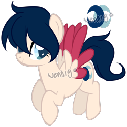 Size: 2273x2275 | Tagged: safe, artist:skulifuck, oc, oc only, oc:moonwise, species:pegasus, species:pony, pegasus oc, simple background, smiling, solo, transparent background, two toned wings, watermark, wings