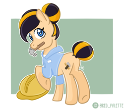Size: 1089x960 | Tagged: safe, artist:redpalette, oc, oc only, oc:blue collar, species:pony, behind, construction pony, cute, female, hammer, mare