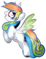 Size: 552x707 | Tagged: safe, artist:skulifuck, base used, oc, oc only, species:alicorn, species:pony, alicorn oc, horn, looking up, multicolored hair, open mouth, rainbow hair, rearing, simple background, smiling, solo, transparent background, wings