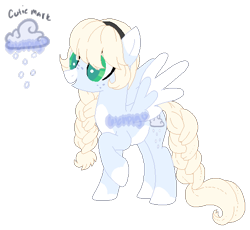 Size: 510x470 | Tagged: safe, artist:skulifuck, base used, oc, oc only, oc:snow storm, species:pegasus, species:pony, braid, braided tail, cloud, colored hooves, female, mare, pegasus oc, raised hoof, simple background, smiling, solo, transparent background, watermark, wings