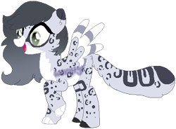 Size: 469x346 | Tagged: safe, artist:skulifuck, base used, oc, oc only, colored hooves, hybrid, open mouth, raised hoof, simple background, smiling, solo, transparent background, wings