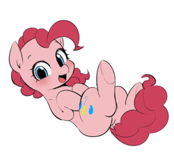 Size: 931x847 | Tagged: safe, artist:manachaaaaaaaa, character:pinkie pie, species:earth pony, species:pony, cute, diapinkes, female, hooves to the chest, looking at you, mare, open mouth, pixiv, simple background, solo, white background