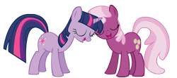 Size: 5000x2212 | Tagged: safe, artist:somepony, character:cheerilee, character:twilight sparkle, character:twilight sparkle (unicorn), species:earth pony, species:pony, species:unicorn, ship:cheerilight, g4, eyes closed, female, happy, lesbian, mare, photoshop, shipping, simple background, transparent background