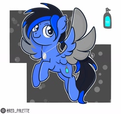 Size: 1280x1205 | Tagged: safe, artist:redpalette, oc, oc only, species:pegasus, species:pony, cute, dog tags, flying, male, smiling, stallion