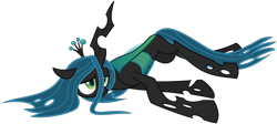 Size: 2245x1005 | Tagged: safe, artist:byteslice, character:queen chrysalis, species:changeling, episode:frenemies, g4, my little pony: friendship is magic, .svg available, changeling queen, female, floppy ears, horn, on side, simple background, solo, svg, transparent background, vector, wings