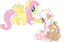Size: 875x513 | Tagged: safe, artist:skulifuck, base used, oc, oc:bloom, oc:blossom, species:pegasus, species:pony, augmented tail, boop, duo, female, flower, flower in hair, flying, mare, monster pony, neckerchief, open mouth, original species, piranha plant pony, plant, plant pony, simple background, smiling, transparent background