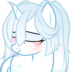Size: 971x981 | Tagged: safe, artist:skulifuck, base used, oc, oc only, oc:snow bunny, species:pony, species:unicorn, bedroom eyes, curved horn, horn, leonine tail, male, simple background, smiling, stallion, transparent background, unicorn oc