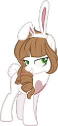 Size: 750x1631 | Tagged: safe, artist:skulifuck, base used, oc, oc only, species:earth pony, species:pony, animal costume, bedroom eyes, bunny costume, bunny ears, clothing, costume, earth pony oc, grin, playboy bunny, simple background, smiling, transparent background