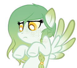 Size: 750x662 | Tagged: safe, artist:skulifuck, base used, oc, oc only, species:pegasus, species:pony, braid, bust, freckles, looking down, pegasus oc, simple background, solo, transparent background, underhoof, wings