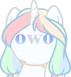 Size: 406x441 | Tagged: safe, artist:skulifuck, base used, oc, oc only, species:pony, species:unicorn, bust, horn, multicolored hair, owo, rainbow hair, simple background, solo, transparent background, unicorn oc, watermark