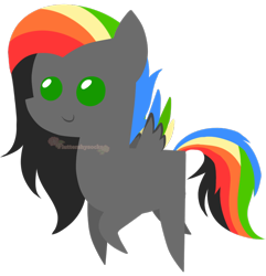 Size: 732x759 | Tagged: safe, artist:skulifuck, base used, oc, oc only, species:pegasus, species:pony, multicolored hair, pegasus oc, pointy ponies, rainbow hair, raised hoof, simple background, smiling, solo, transparent background, wings