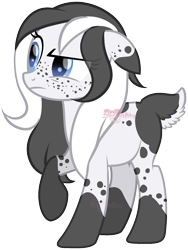 Size: 1357x1806 | Tagged: safe, artist:skulifuck, base used, oc, oc only, species:earth pony, species:pony, annoyed, earth pony oc, eyelashes, female, freckles, mare, raised hoof, simple background, socks (coat marking), solo, transparent background