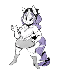 Size: 634x806 | Tagged: source needed, safe, artist:mangneto, character:rarity, species:anthro, clothing, female, simple background, skirt, solo, white background, wide hips