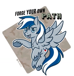 Size: 1280x1323 | Tagged: safe, artist:redpalette, oc, species:pegasus, species:pony, dog tags, flying, male, motivation, smiling, stallion