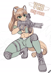 Size: 1472x2082 | Tagged: safe, artist:lifejoyart, species:anthro, army, commission, gun, rifle, soldier, weapon, your character here