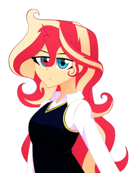 Size: 2448x3264 | Tagged: safe, artist:xan-gelx, character:sunset shimmer, my little pony:equestria girls, bust, clothing, female, high res, simple background, solo, suit, transparent background