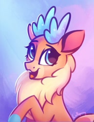 Size: 549x710 | Tagged: safe, artist:lollipony, community related, character:velvet reindeer, species:deer, species:reindeer, them's fightin' herds, cloven hooves, cute, female, happy, open mouth, smiling, solo, velvebetes