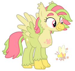 Size: 1697x1610 | Tagged: safe, artist:sandwichbuns, oc, oc:sugarbee, parents:oc x oc, species:classical hippogriff, species:hippogriff, female, hybrid, magical lesbian spawn, offspring, offspring's offspring, parent:oc:ladybird, parent:oc:spongecake, simple background, solo, transparent background