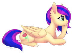 Size: 2067x1453 | Tagged: safe, artist:doekitty, oc, oc:speedy blossom, species:pegasus, species:pony, female, mare, prone, simple background, solo, transparent background