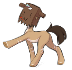 Size: 1024x992 | Tagged: safe, artist:doekitty, oc, oc:baggy, species:earth pony, species:pony, paper bag, simple background, solo, transparent background
