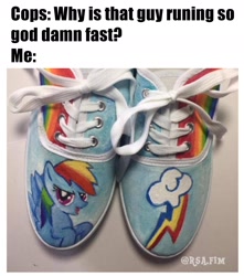 Size: 1650x1864 | Tagged: safe, artist:rsa.fim, character:rainbow dash, species:pegasus, species:pony, irl, meme, photo, shoes, shoes only